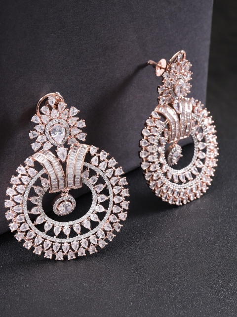 

Designs By Jewels Galaxy Rose Gold-Plated Handcrafted Circular Drop Earrings