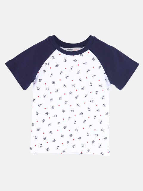 

Beebay Boys Navy Blue & White Printed Round Neck T-shirt