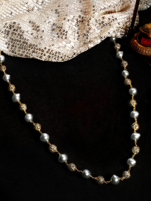 

Rubans Gold-Toned & White Alloy Gold-Plated Handcrafted Necklace