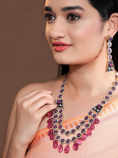 

Rubans Gold-Plated Gold-Plated & CZ Studded Embellished Jewellery Set