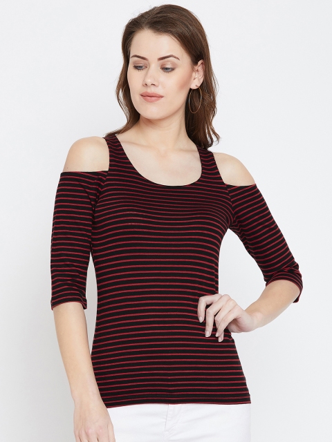 

Hypernation Women Red Striped Top
