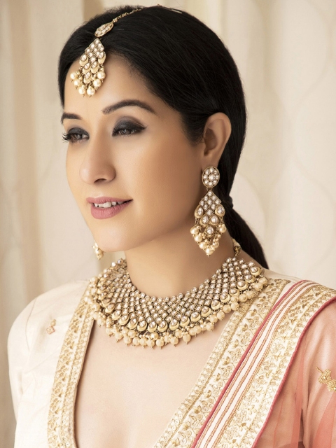 

Rubans Women Rose Gold-Plated & Cream Coloured Pearl Handcrafted Jewellery Set
