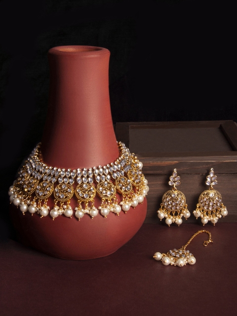 

Rubans Gold-Plated Kundan Studded Embellished Jewellery Set