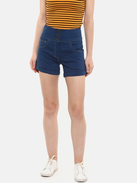 

Rider Republic Women Navy Blue Solid Regular Fit Denim Shorts