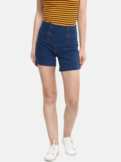 

Rider Republic Women Navy Blue Solid Regular Fit Denim Shorts