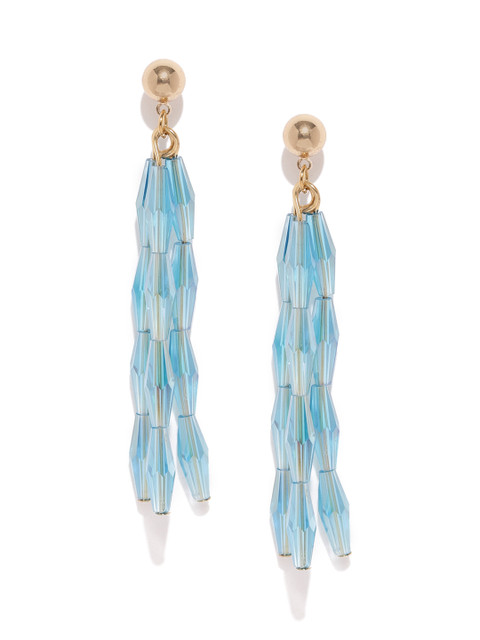 

Blisscovered Turquoise Blue & Gold-Toned Geometric Drop Earrings