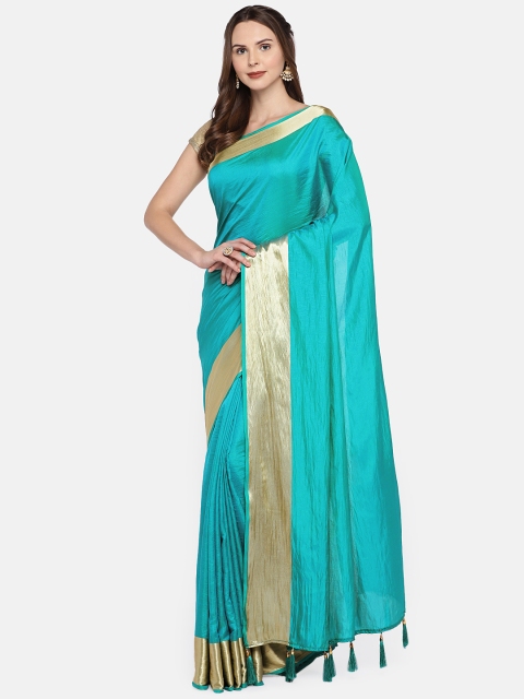 

Nanda Silk Mills Turquoise Blue Solid Art Silk Saree