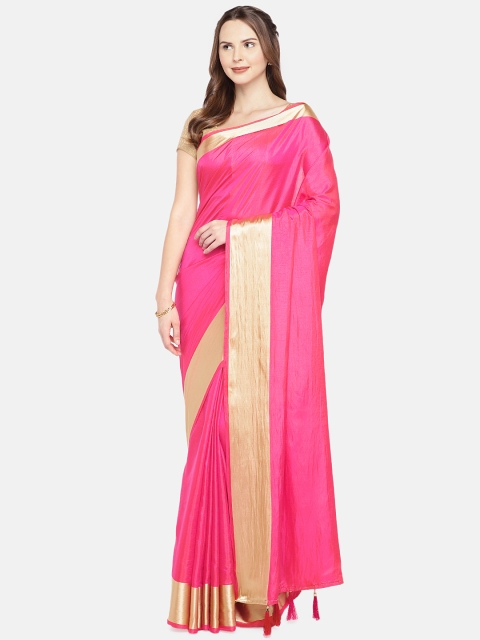 

Nanda Silk Mills Pink Solid Art Silk Saree