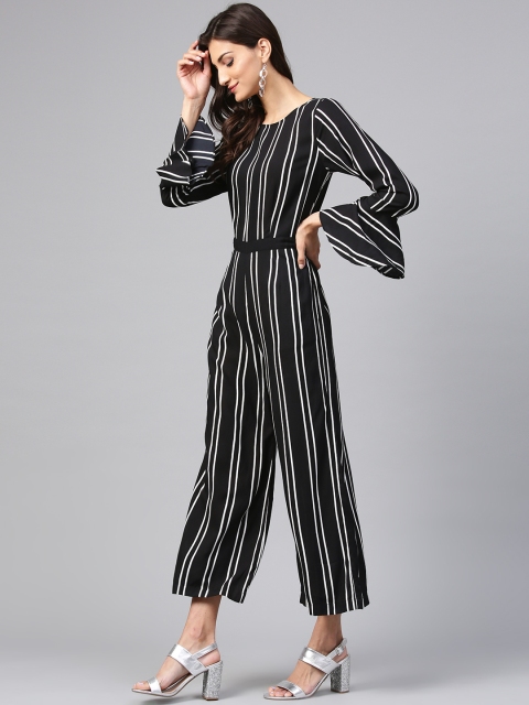 

Zima Leto Black & White Striped Basic Jumpsuit