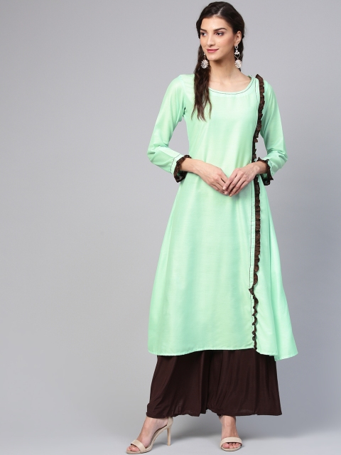 

Inddus Women Green Solid A-Line Kurta