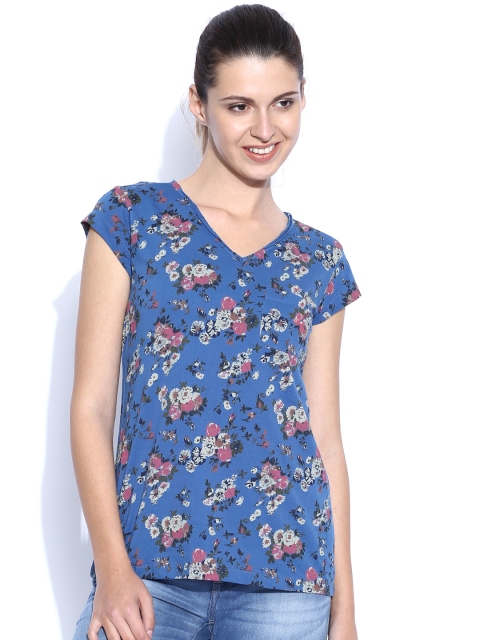 

U.S. Polo Assn. Women Blue Printed T-shirt