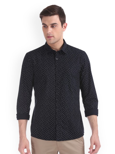 

Ruggers Men Navy Blue Regular Fit Printed Casual Shirt
