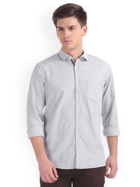 

Ruggers Men Grey Regular Fit Self Design Casual Shirt