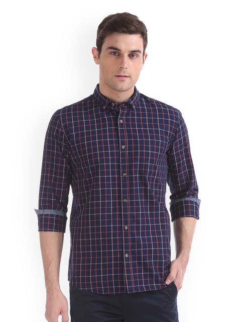 

Ruggers Men Blue Regular Fit Checked Casual Shirt