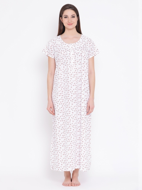 

Clovia White & Orange Printed Nightdress