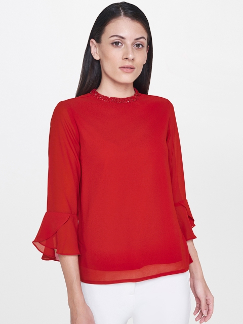 

AND Women Red Solid Top