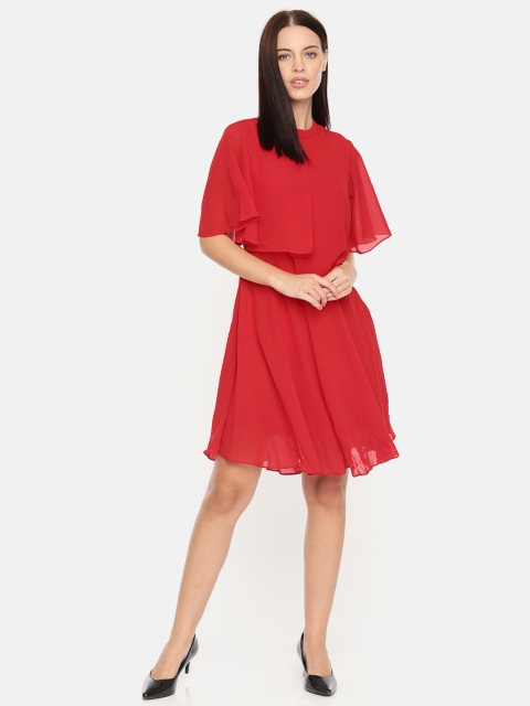 

AND Women Red Fit and Flare Dress