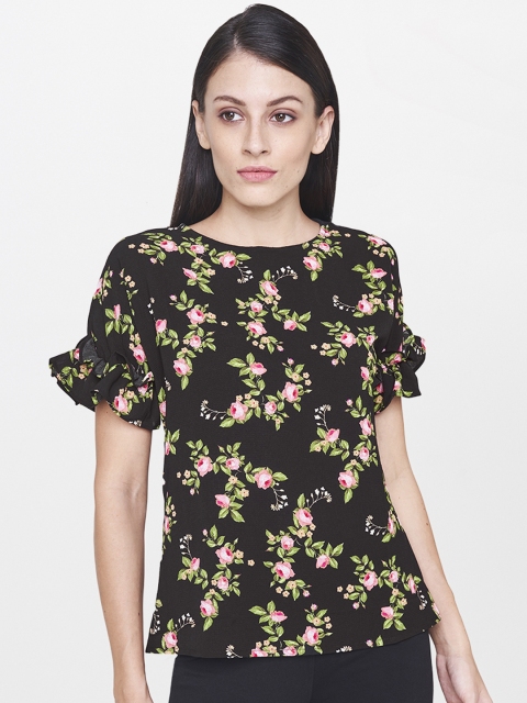

AND Women Black Printed Top
