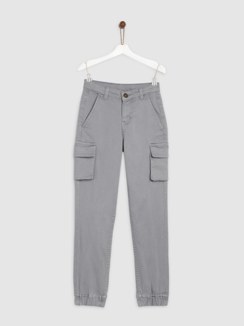 

YK Boys Grey Regular Fit Solid Joggers