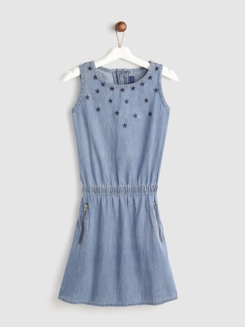 

YK Girls Blue Chambray Fit and Flare Dress