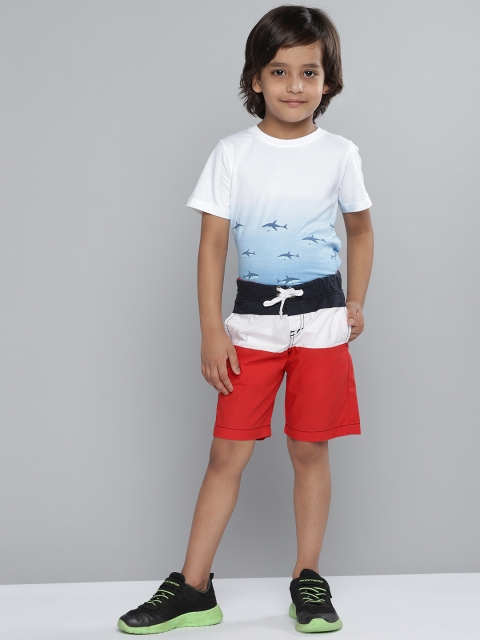 

YK Boys Navy Blue Colourblocked Regular Fit Regular Shorts