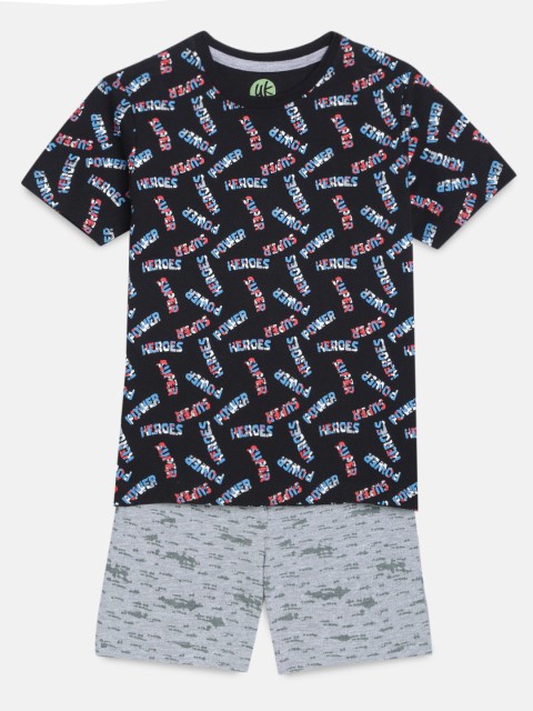 

YK Boys Black & Grey Printed Night Suit