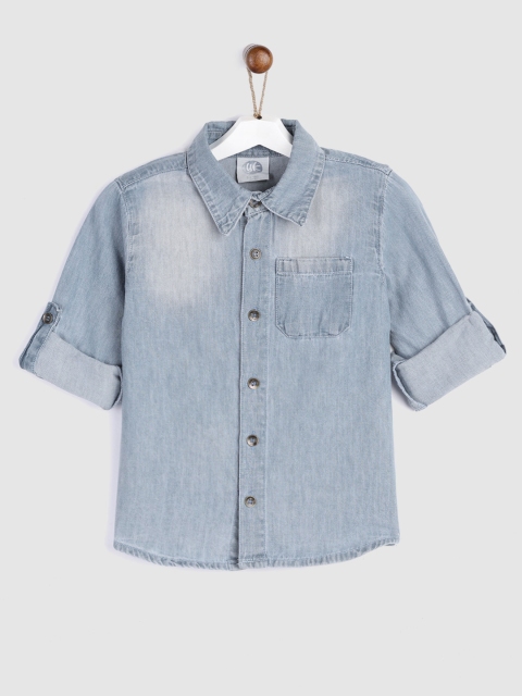 

YK Boys Blue Regular Fit Faded Denim Shirt