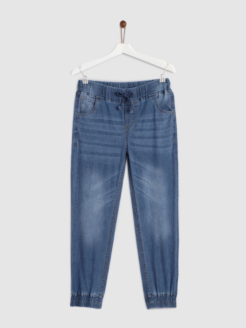 

YK Boys Blue Mid-Rise Clean Look Joggers