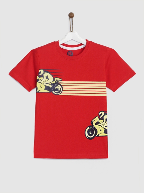 

YK Boys Red Printed Round Neck T-shirt
