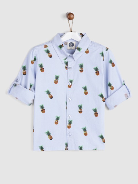 

YK Boys Blue Regular Fit Printed Casual Shirt