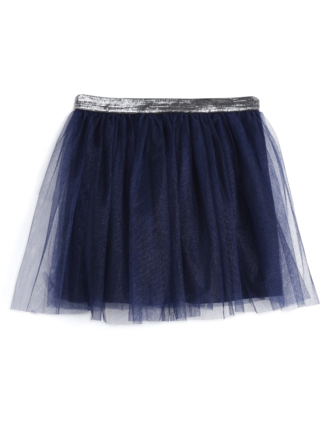

612 League Girls Navy Blue Solid Flared Skirt