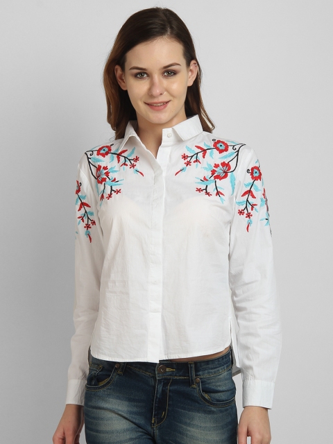 

LA LOFT Women White Regular Fit Printed Casual Shirt