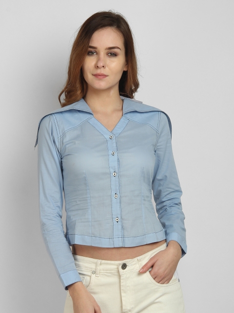 

LA LOFT Women Blue Regular Fit Solid Casual Shirt