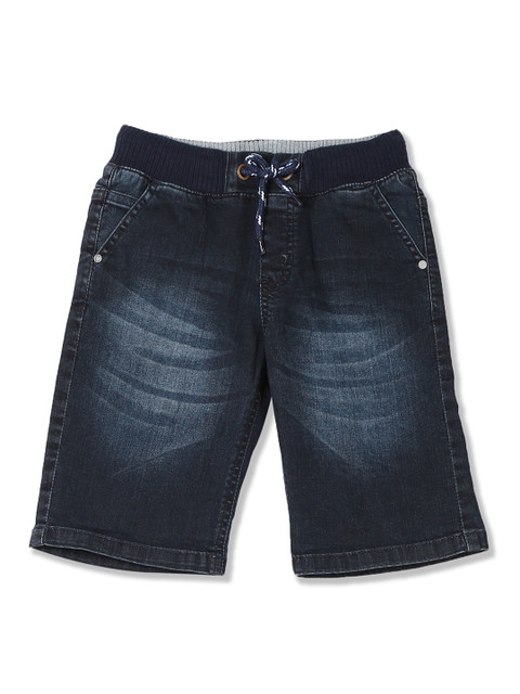 

Cherokee Boys Navy Blue Washed Regular Fit Denim Shorts