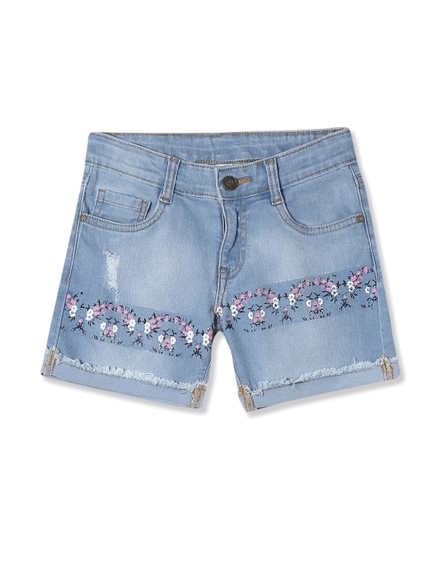 

Cherokee Girls Blue Washed Regular Fit Denim Shorts