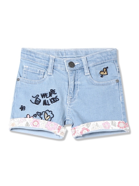 

Cherokee Girls Blue Solid Regular Fit Denim Shorts