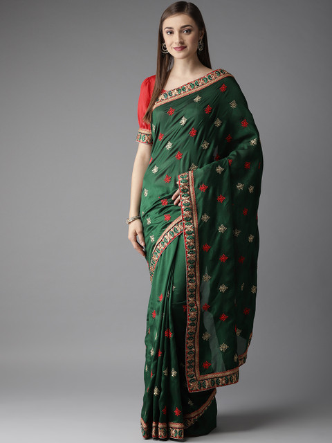 

MANOHARI Green & Golden Woven Design Saree