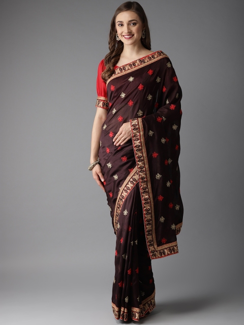 

MANOHARI Brown & Golden Embroidered Saree