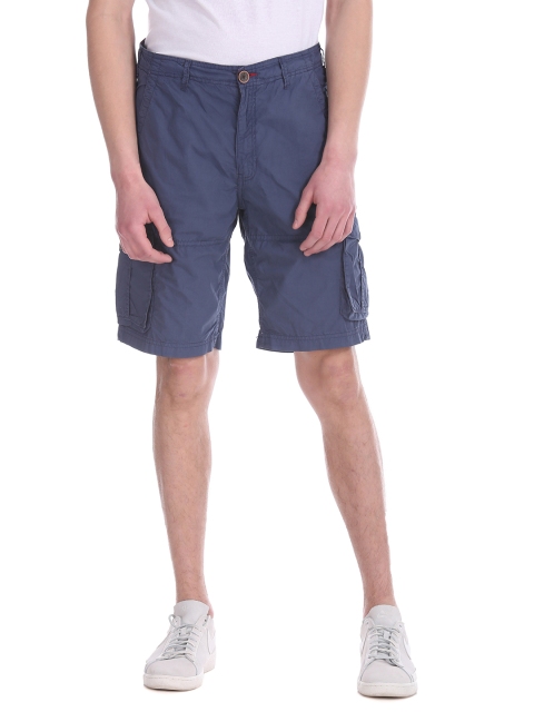 

Cherokee Men Blue Solid Slim Fit Cargo Shorts