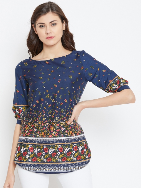 

Toshee Women Navy Blue Printed A-Line Top