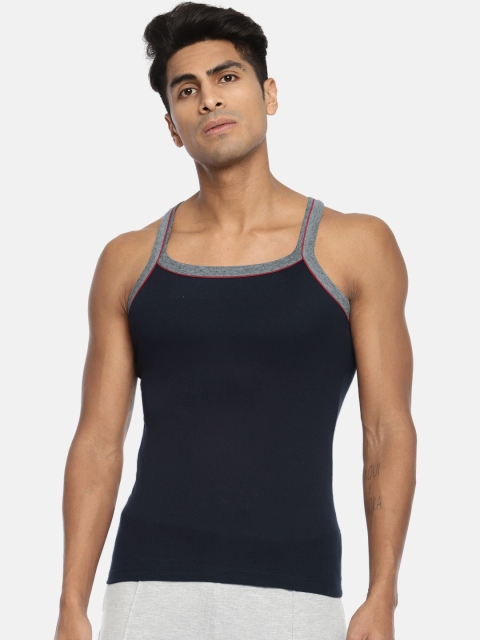 

Pepe Jeans Men Navy Blue Solid Cotton Gym Vest