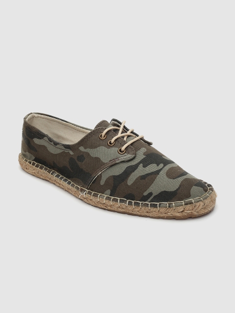 

Roadster Women Olive Green & Brown Camouflage Lace Up Espadrilles