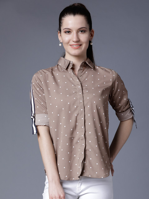 

Tokyo Talkies Women Brown Regular Fit Solid Casual Shirt