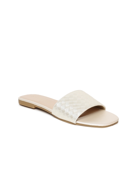

Addons Women Off-White Textured Open Toe Flats