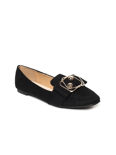 

Addons Women Black Solid Embellished Ballerinas