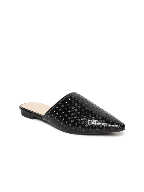 

Addons Women Black Solid Cut-Out Mules