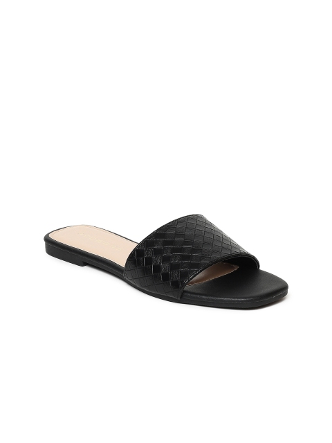 

Addons Women Black Textured Open Toe Flats