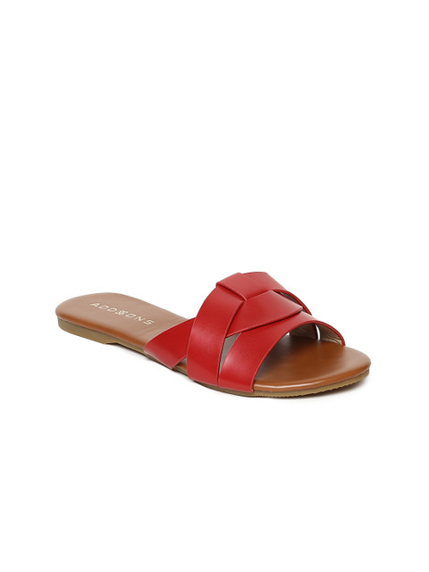

Addons Women Red Solid Open Toe Flats