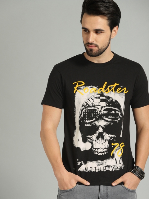 

Roadster Men Black & Off-White Printed T-shirt
