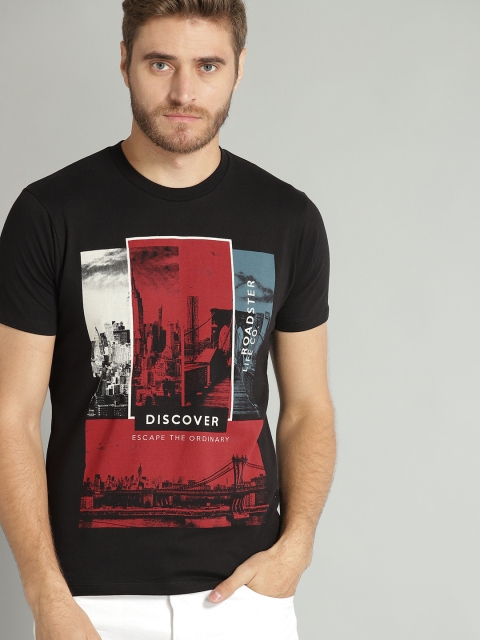 

The Roadster Lifestyle Co Men Black Printed Round Neck T-shirt